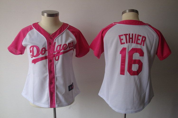 Women 2017 MLB Los Angeles Dodgers #16 Ethier Pink Splash Fashion Jersey->->Women Jersey